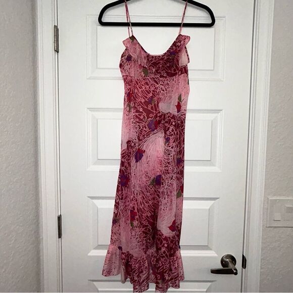 Vintage Vanity Fair Ruffle Floral Sheer Slip Dress - Picture 1 of 8